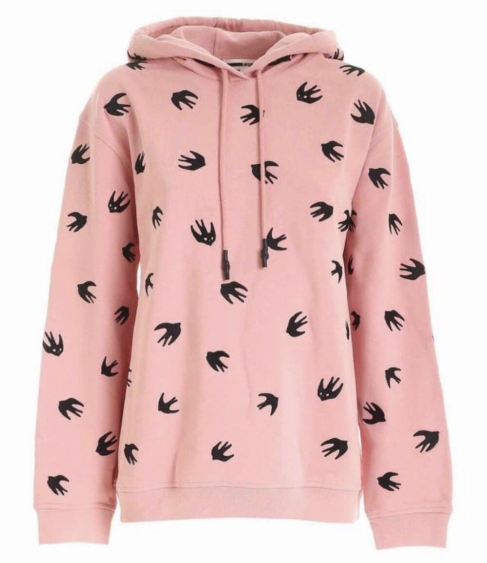 McQ Alexander McQueen All-Over Swallow Print Hoodie Pink XS